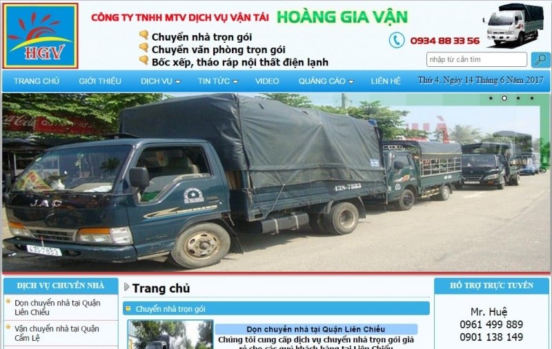 dịch vụ vận chuyển Hoàng Gia Vận – hình ảnh từ website chuyennhadanang.vn