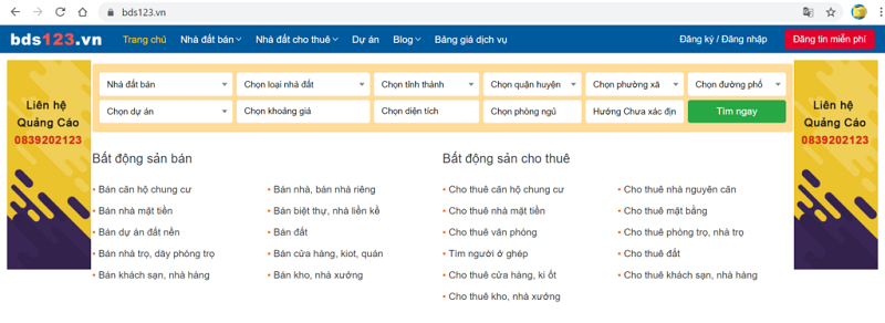 web tìm phòng trọ uy tín | hình ảnh từ website bds123.vn