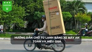 An toàn giao thông khi chở tủ lạnh bằng xe máy