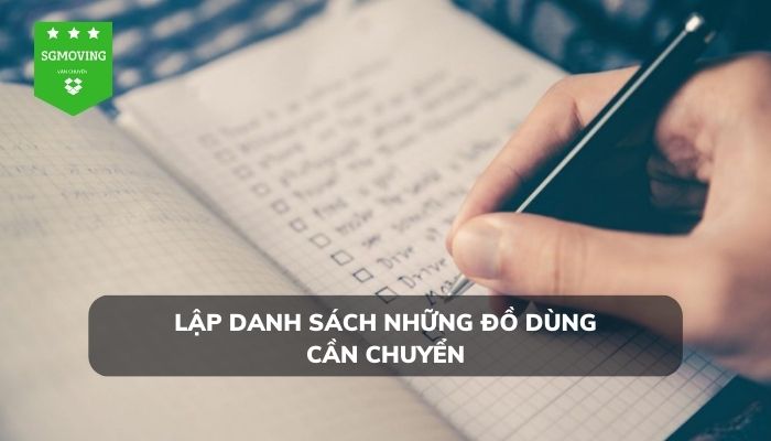 Lập danh sách những đồ vật cần chuyển