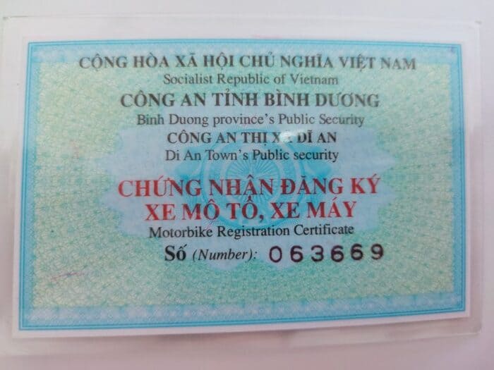 Giấy chứng nhận đăng ký xe