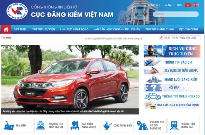 Trang web tra cứu đăng kiểm ô tô