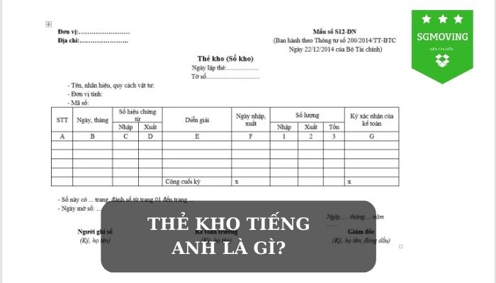 Giải đáp câu hỏi "Thẻ kho tiếng Anh là gì?"